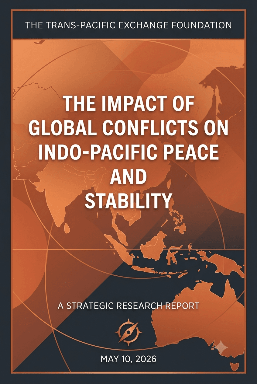 Strategic research report titled "The Impact of Global Conflicts on Indo-Pacific Peace and Stability".